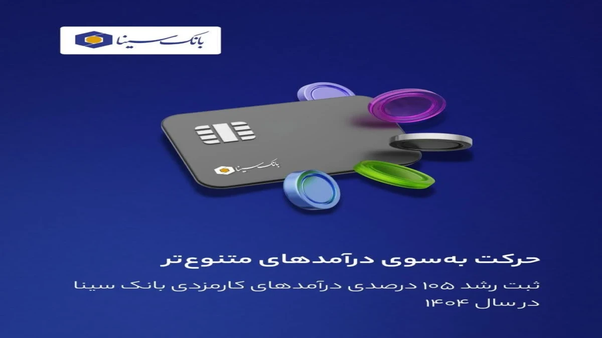 درآمدهای کارمزدی بانک سینا در سال ۱۴۰۴، نسبت به مدت مشابه سال قبل ۱۰۵ درصد رشد داشته است